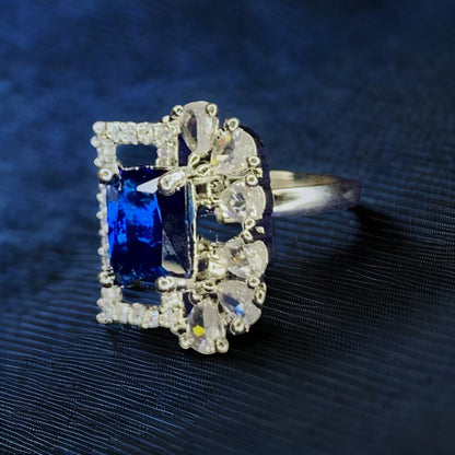 "AD ring with single stone designer"